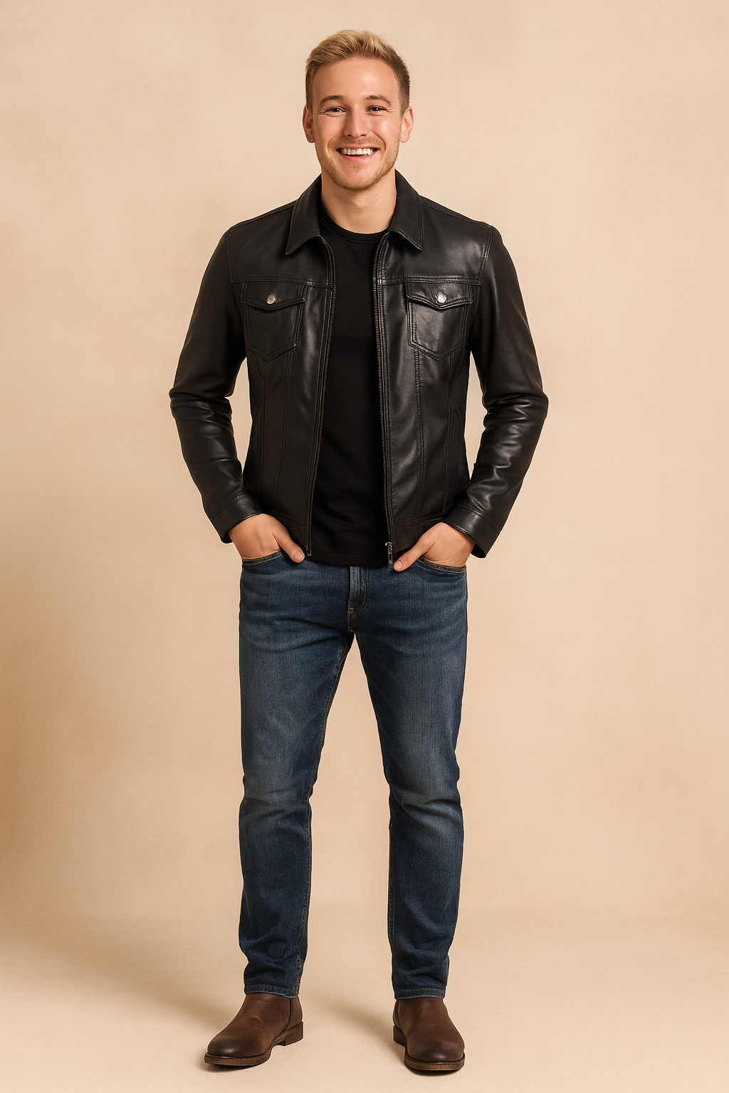 Bernardo | Men's Classic Motorcycle Jacket | Black 0
