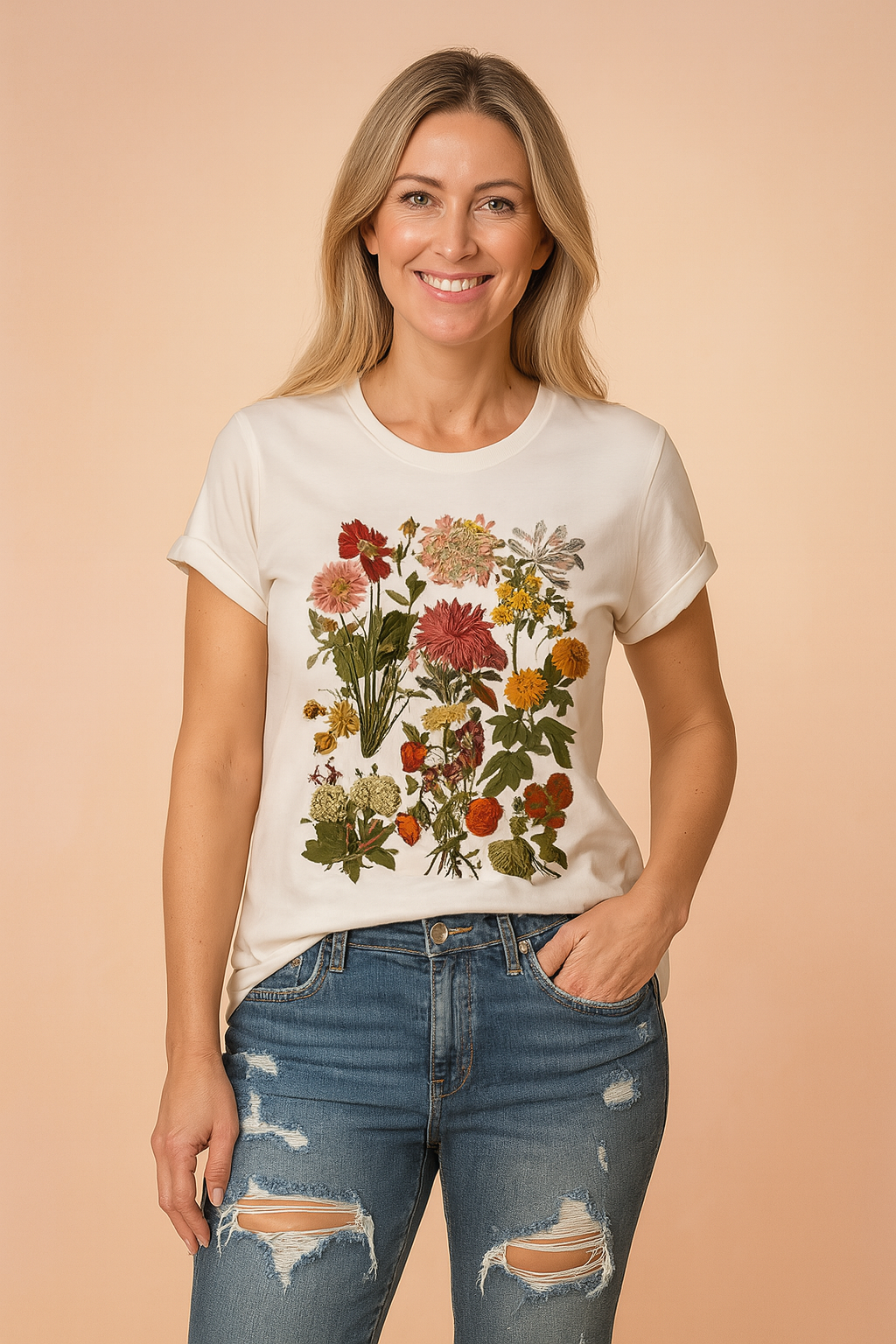 Berry | T-shirt with a Plant Motif 1