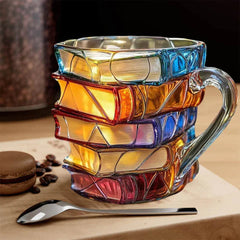 BiblioBrew | Glass Coffee Mug with Book Spine Design – Perfect for Literature Lovers 1