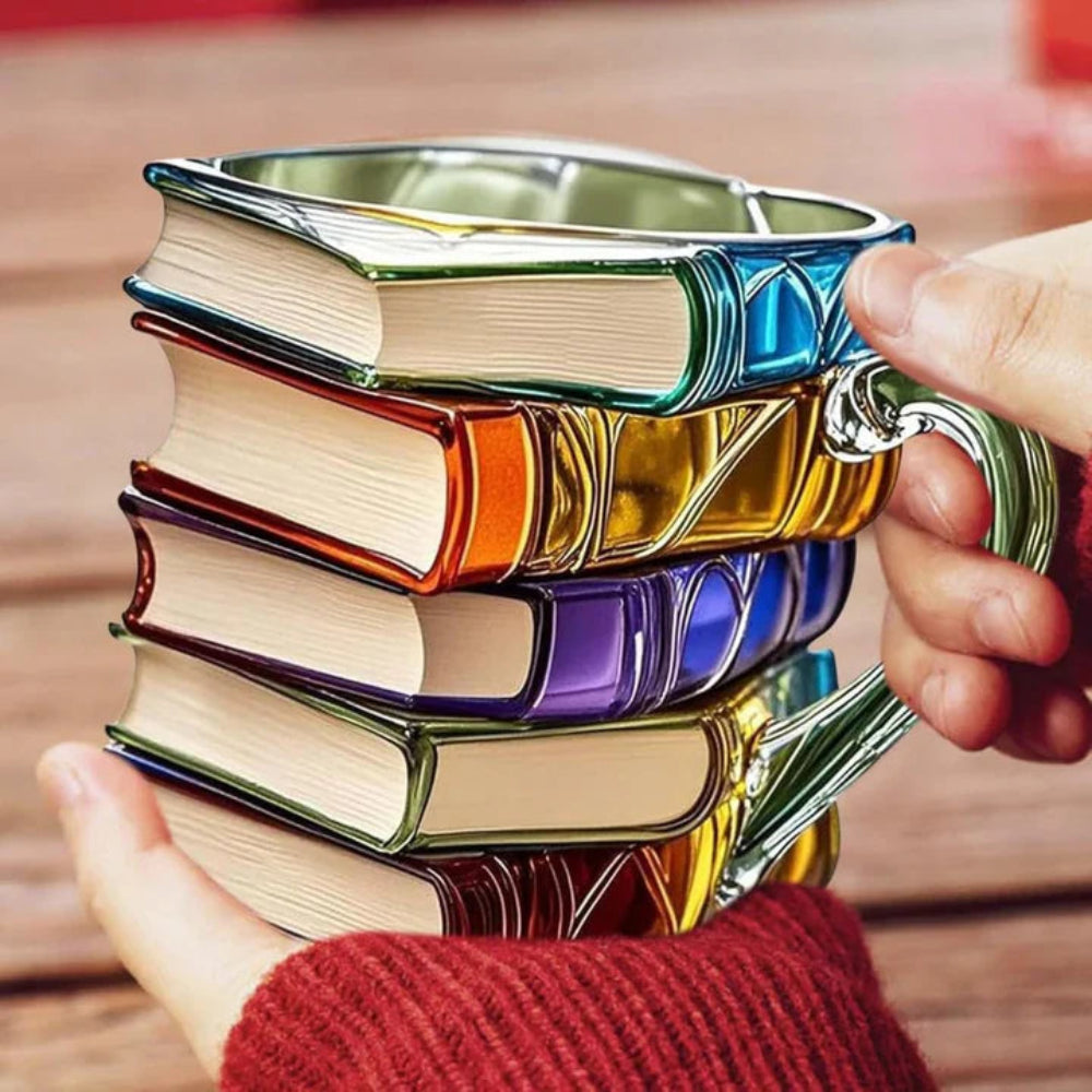 BiblioBrew | Glass Coffee Mug with Book Spine Design – Perfect for Literature Lovers 3