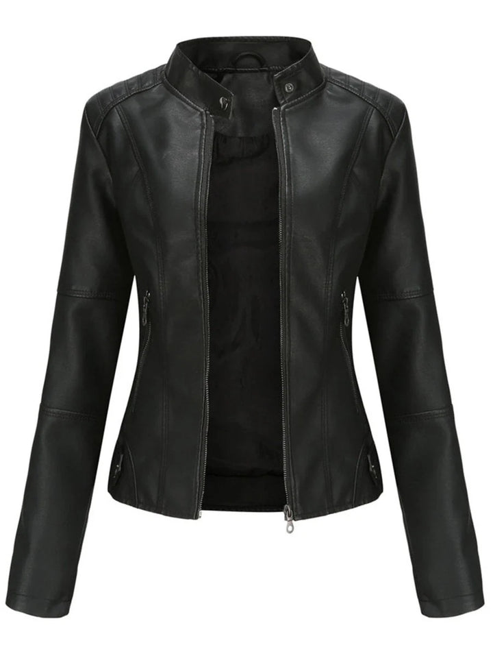 Bikerjacke Damen | Taillierter Schnitt & Stehkragen 0