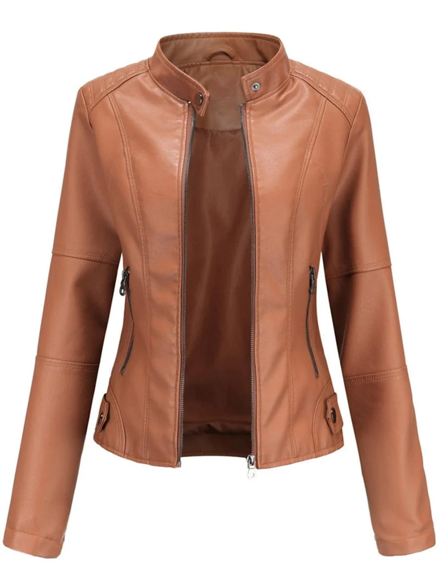 Bikerjacke Damen | Taillierter Schnitt & Stehkragen 1