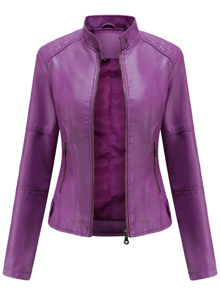 Bikerjacke Damen | Taillierter Schnitt & Stehkragen 2
