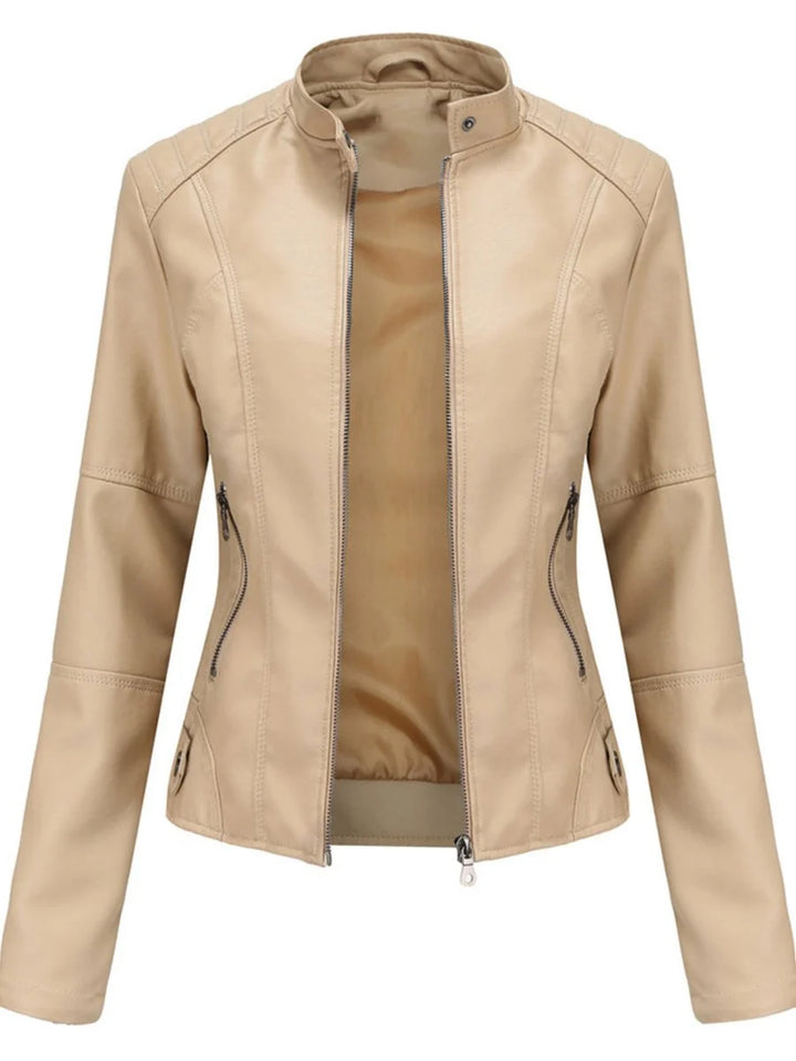 Bikerjacke Damen | Taillierter Schnitt & Stehkragen 4