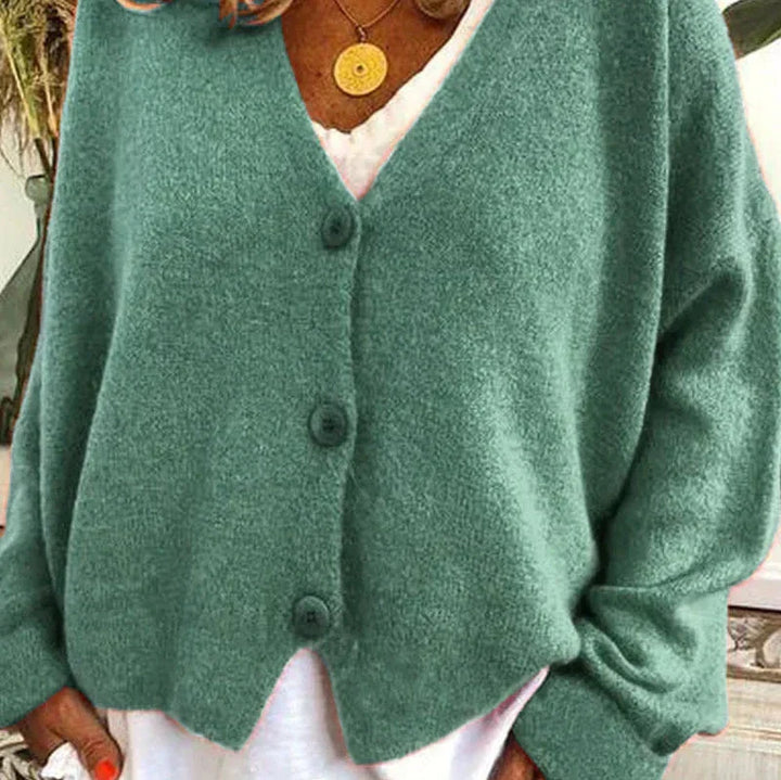 Birgit | Damen Freizeit-Strickjacke mit V-Ausschnitt und Knöpfen 4
