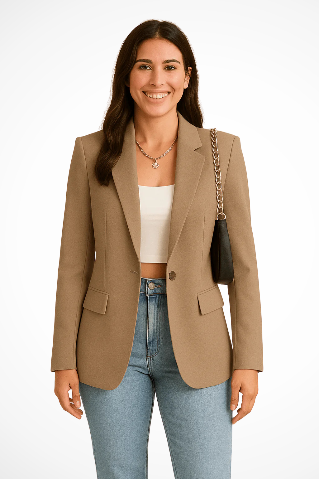 Black Blazer for Women - Tailored Fit Elegant Women's Blazer with Single Button Closure and Functional Pockets 1
