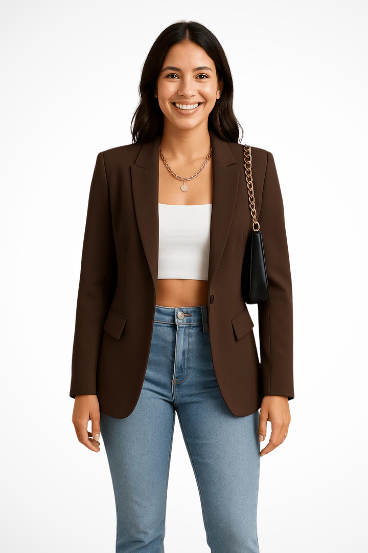 Black Blazer for Women - Tailored Fit Elegant Women's Blazer with Single Button Closure and Functional Pockets 3