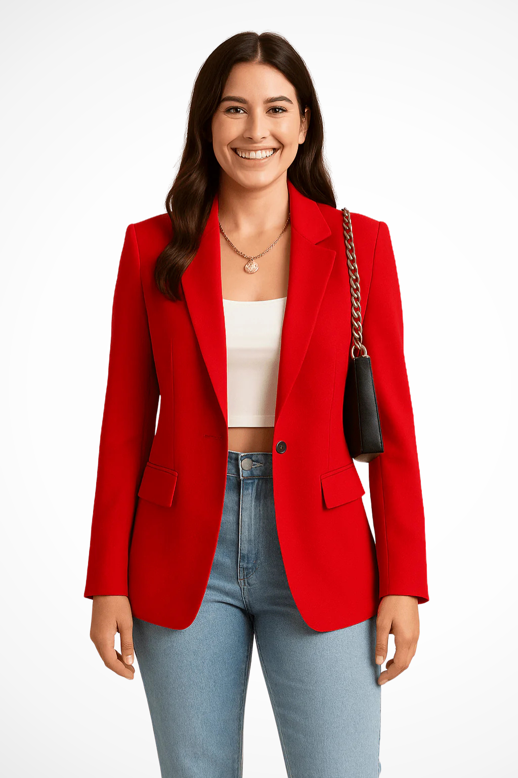 Black Blazer for Women - Tailored Fit Elegant Women's Blazer with Single Button Closure and Functional Pockets 4