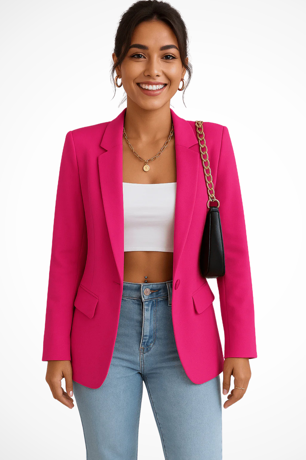 Black Blazer for Women - Tailored Fit Elegant Women's Blazer with Single Button Closure and Functional Pockets 6