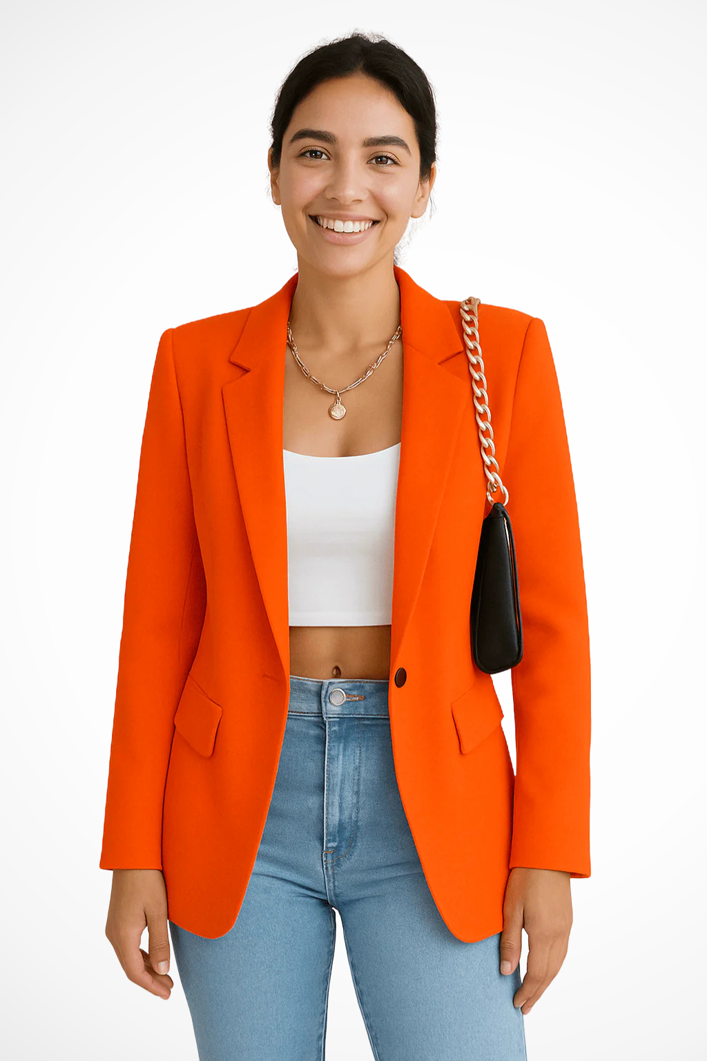 Black Blazer for Women - Tailored Fit Elegant Women's Blazer with Single Button Closure and Functional Pockets 8