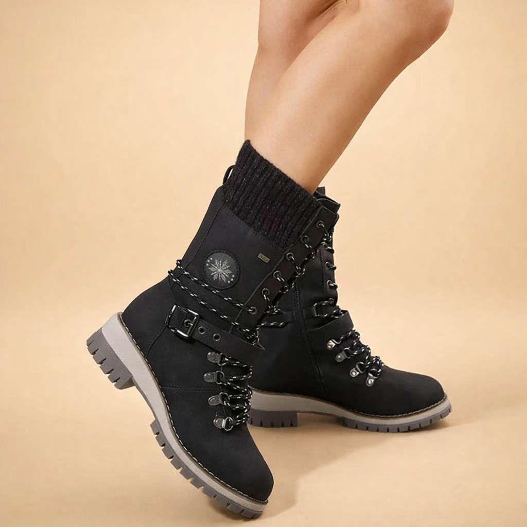Bottes d'hiver à lacets pour femmes – Confort élégant et douillet