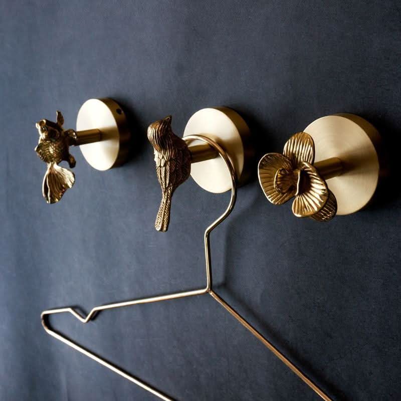 Brass Animal Wall Hook Rack Gold Accents 1