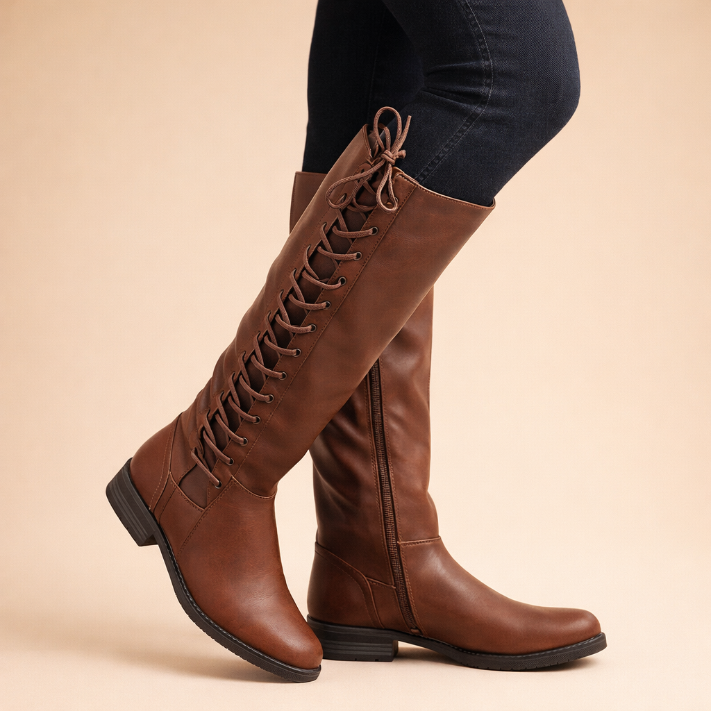 Alma | Women’s Elegant Everyday Lace-Up Knee-High Boots