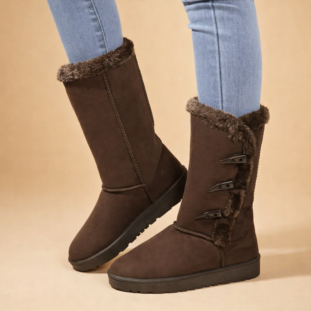 Bottes de neige à semelle épaisse pour femmes – élégantes et chaudes