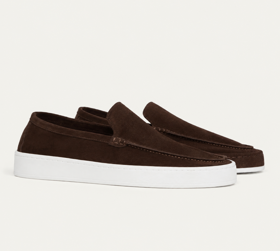 Men's Brown Loafers with Arch Support - Elegant Slip-On Shoes for Smart Casual Style