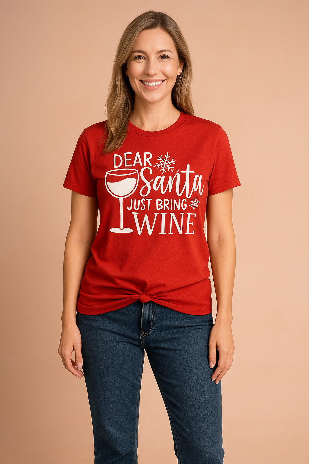 Caroline T-shirt | "Dear Santa, Bring Wine" 0