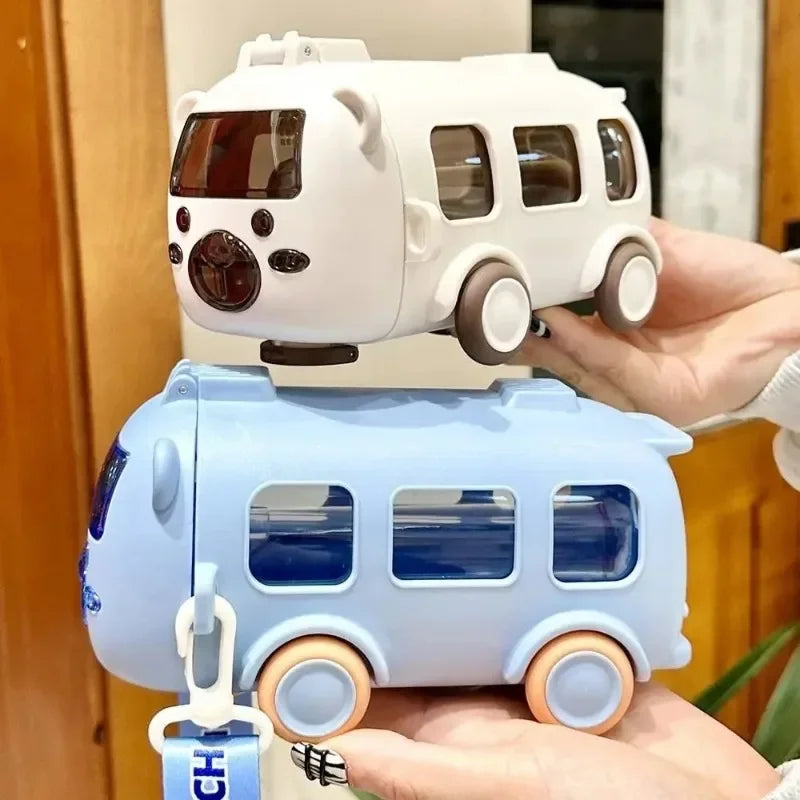 Cartoon Toy Bus Water Bottle with Straw 1