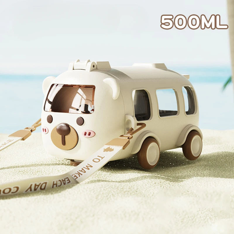 Cartoon Toy Bus Water Bottle with Straw 4
