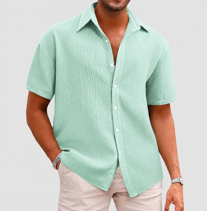 Chemise pour homme - Manches courtes respirantes pour un confort stylé - Design polyvalent pour tenue décontractée ou professionnelle