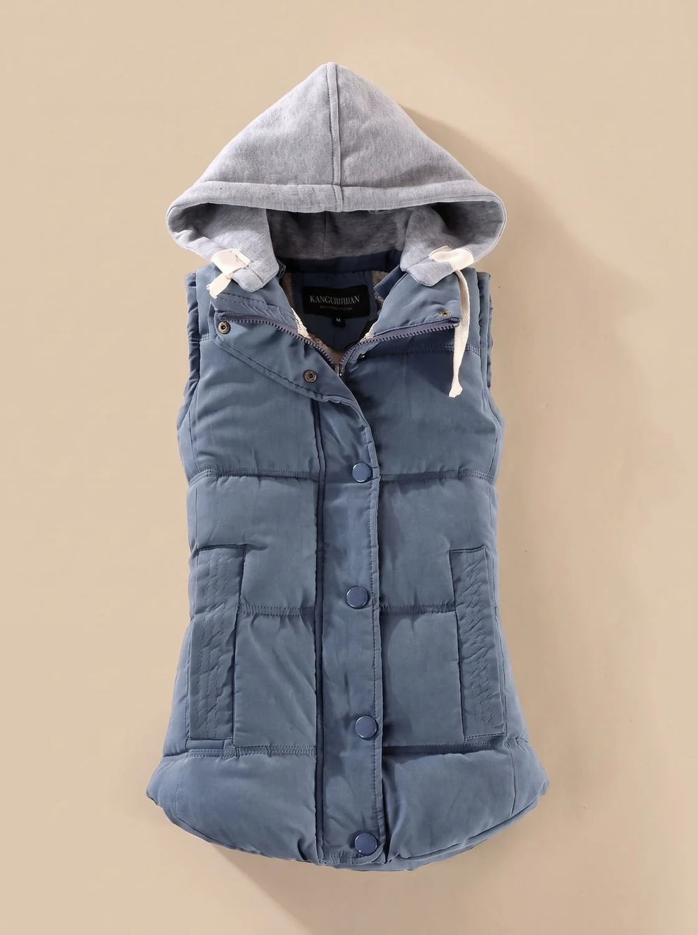 Charlotte | Damen Wattierter Bodywarmer mit Kontrastkapuze Druckknopfleiste 1