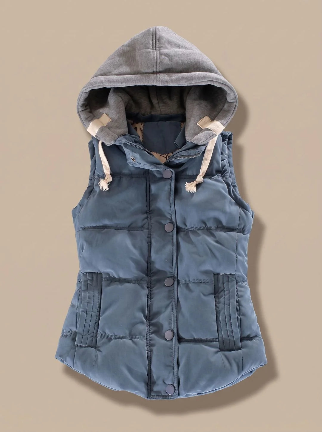 Charlotte | Damen Wattierter Bodywarmer mit Kontrastkapuze Druckknopfleiste 10