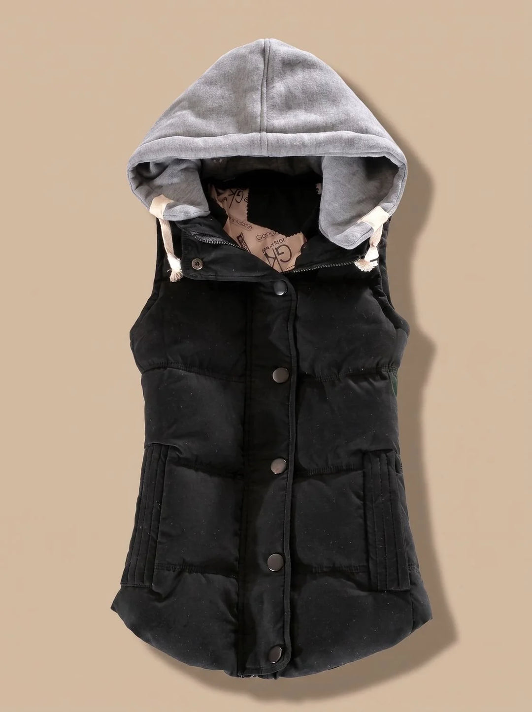 Charlotte | Damen Wattierter Bodywarmer mit Kontrastkapuze Druckknopfleiste 11