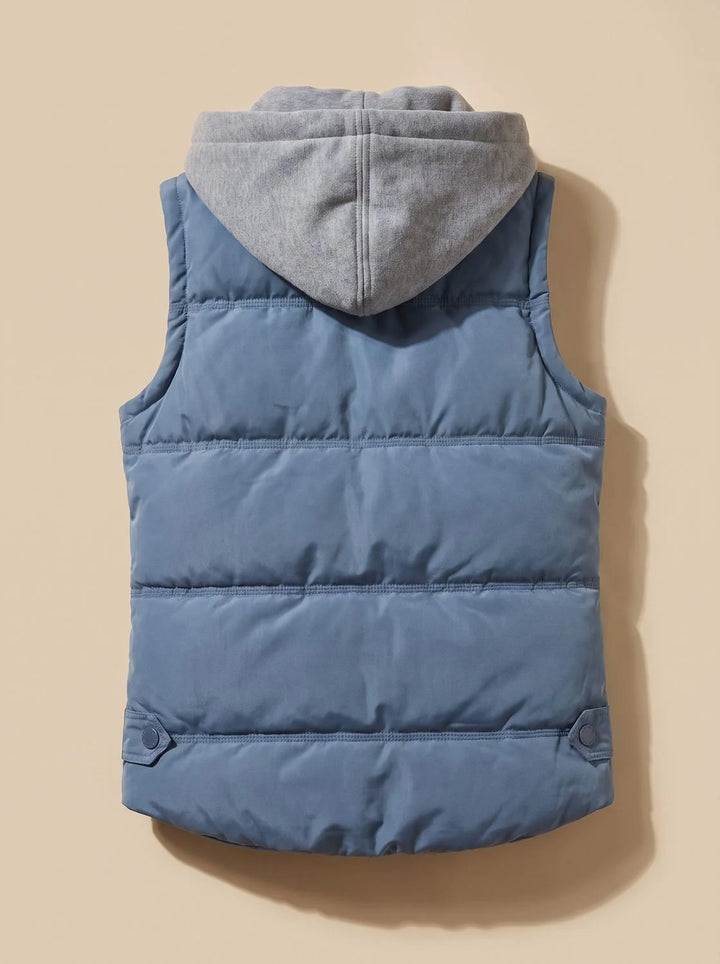 Charlotte | Damen Wattierter Bodywarmer mit Kontrastkapuze Druckknopfleiste 3