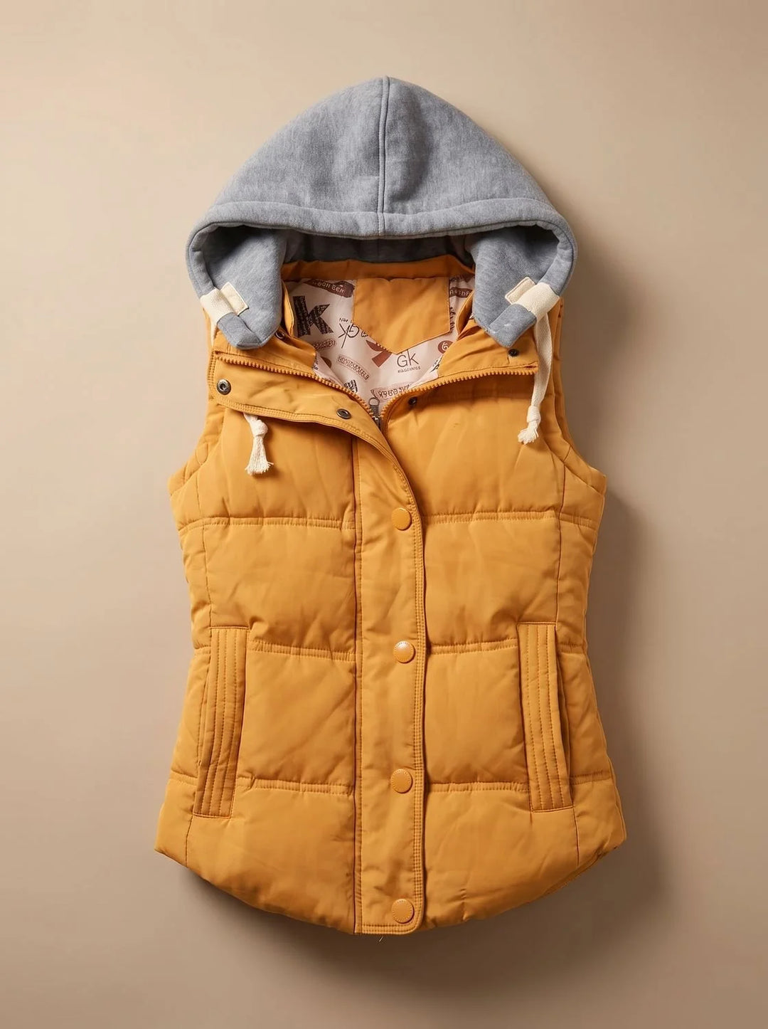 Charlotte | Damen Wattierter Bodywarmer mit Kontrastkapuze Druckknopfleiste 4