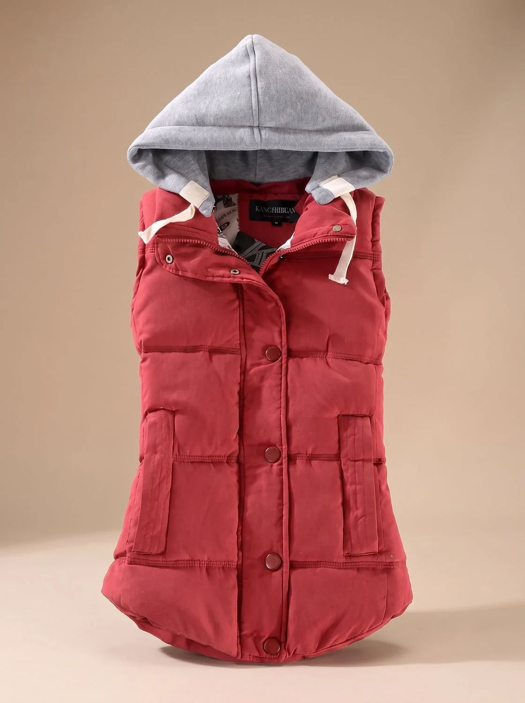 Charlotte | Damen Wattierter Bodywarmer mit Kontrastkapuze Druckknopfleiste 5