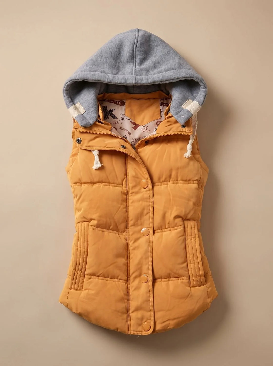Charlotte | Damen Wattierter Bodywarmer mit Kontrastkapuze Druckknopfleiste 6