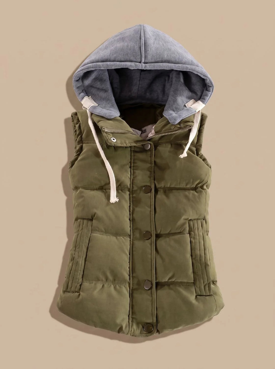Charlotte | Damen Wattierter Bodywarmer mit Kontrastkapuze Druckknopfleiste 7