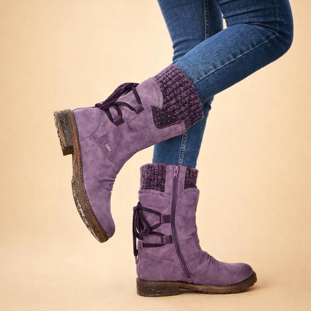 Bottes d'hiver à talon bas pour femmes | Conception confortable et chaude