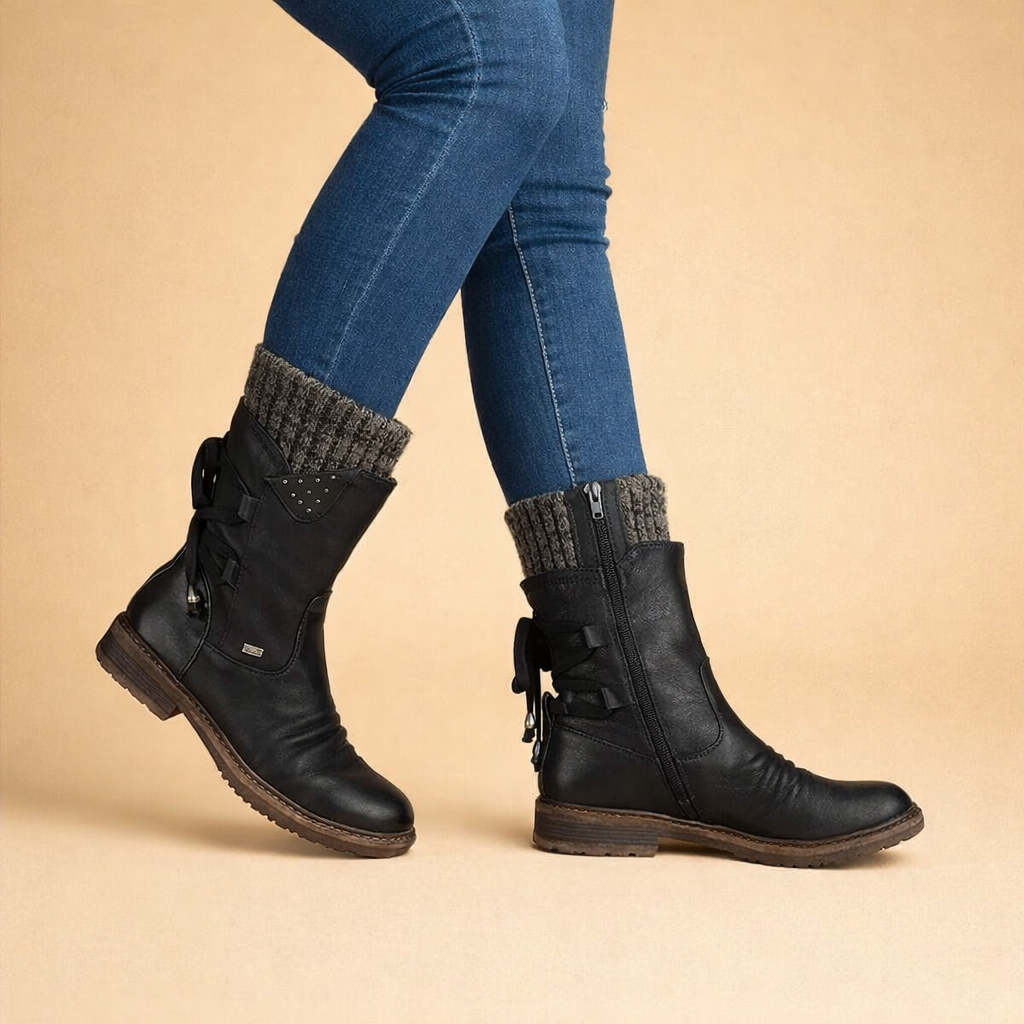 Bottes d'hiver à talon bas pour femmes | Conception confortable et chaude