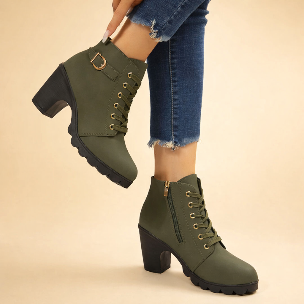 Karolina | Bottines à lacets à talon épais et audacieux pour femmes