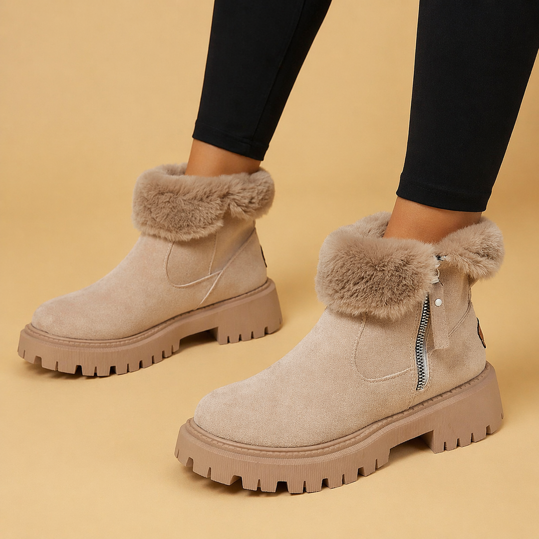 Bottes d'hiver en velours chaud pour femmes – Confort douillet et élégant