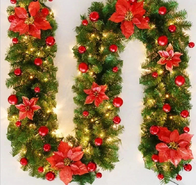 Christmas Garland | Elegant Rattan Banner with Warm LED Lighting 3