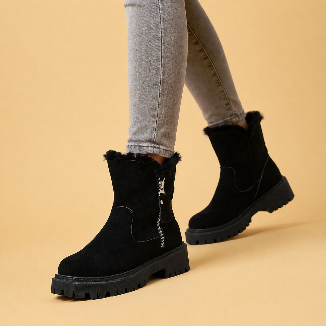 Bottes d'hiver en velours chaud pour femmes – Confort douillet et élégant