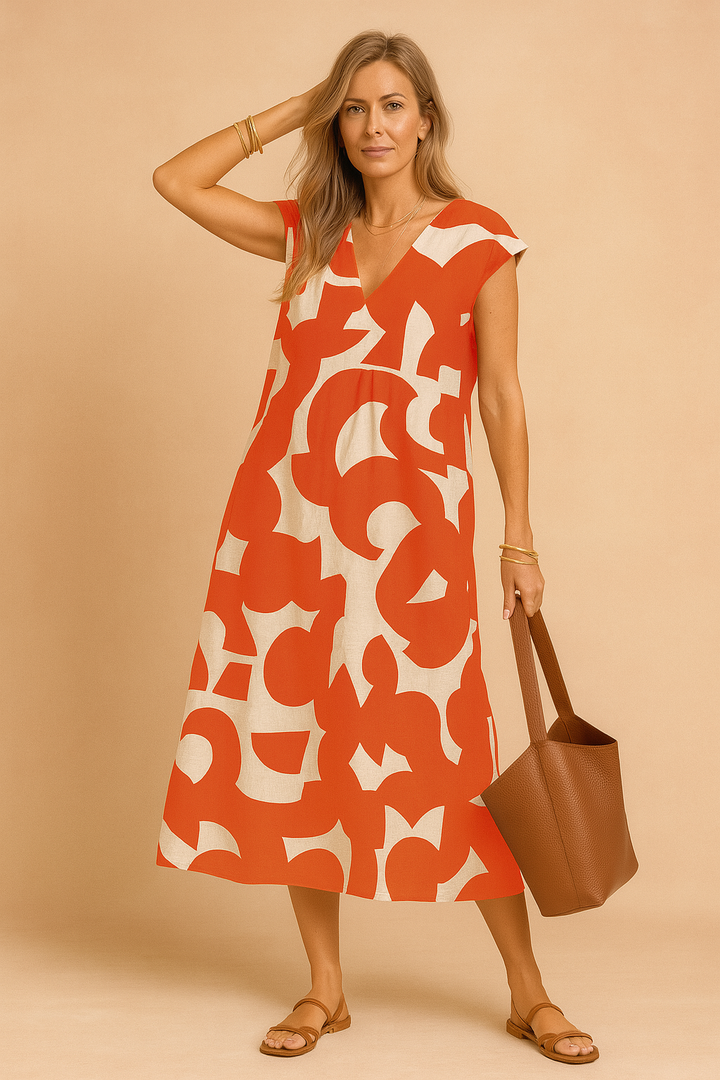 Claire | Long summer dress printed with v -no 2