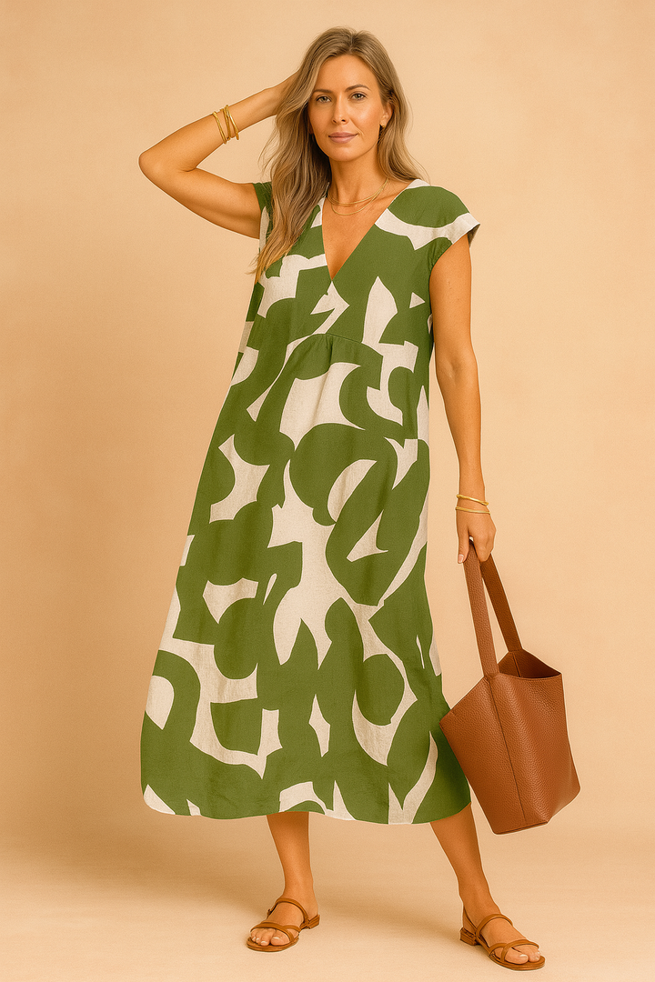 Claire | Long summer dress printed with v -no 3