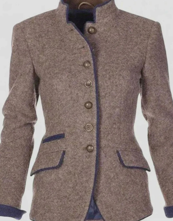 Clara | Damen Eleganter Stehkragen-Blazer mit Knopfleiste Langarm 3
