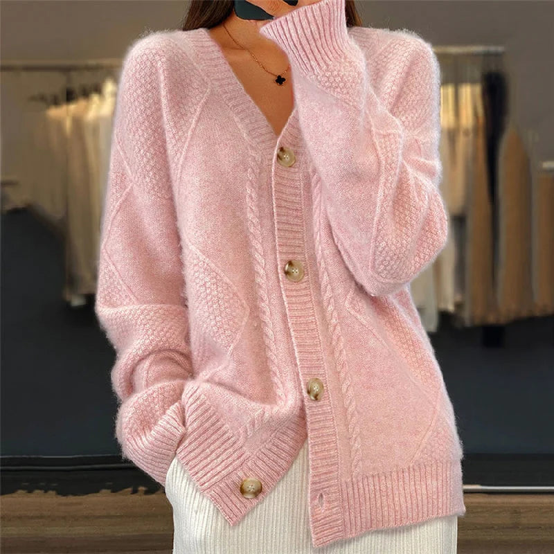 Claudia | Damen Gemütliche Strickjacke mit langen Ärmeln 0
