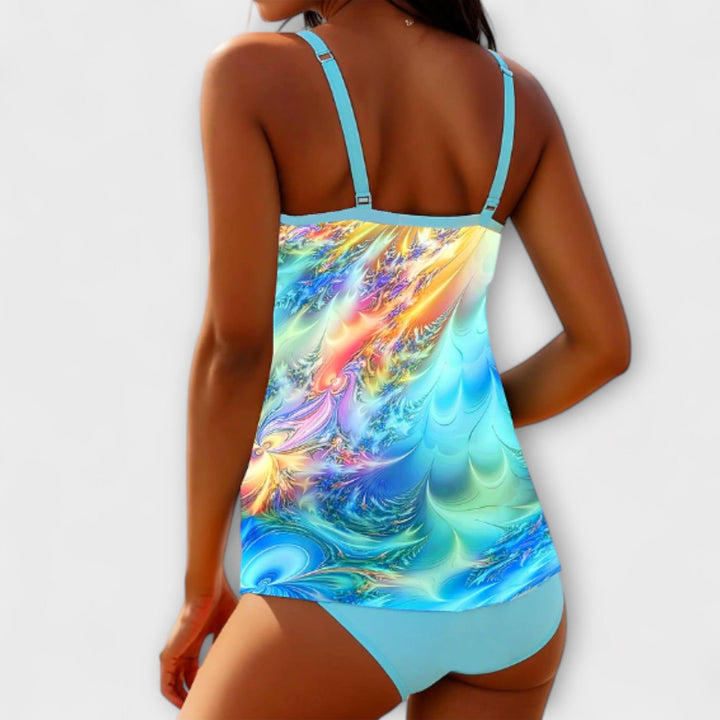 Colorful Printed Tankini Swimsuit Set for Women - Vibrant Summer Tankinis Swimwear 1