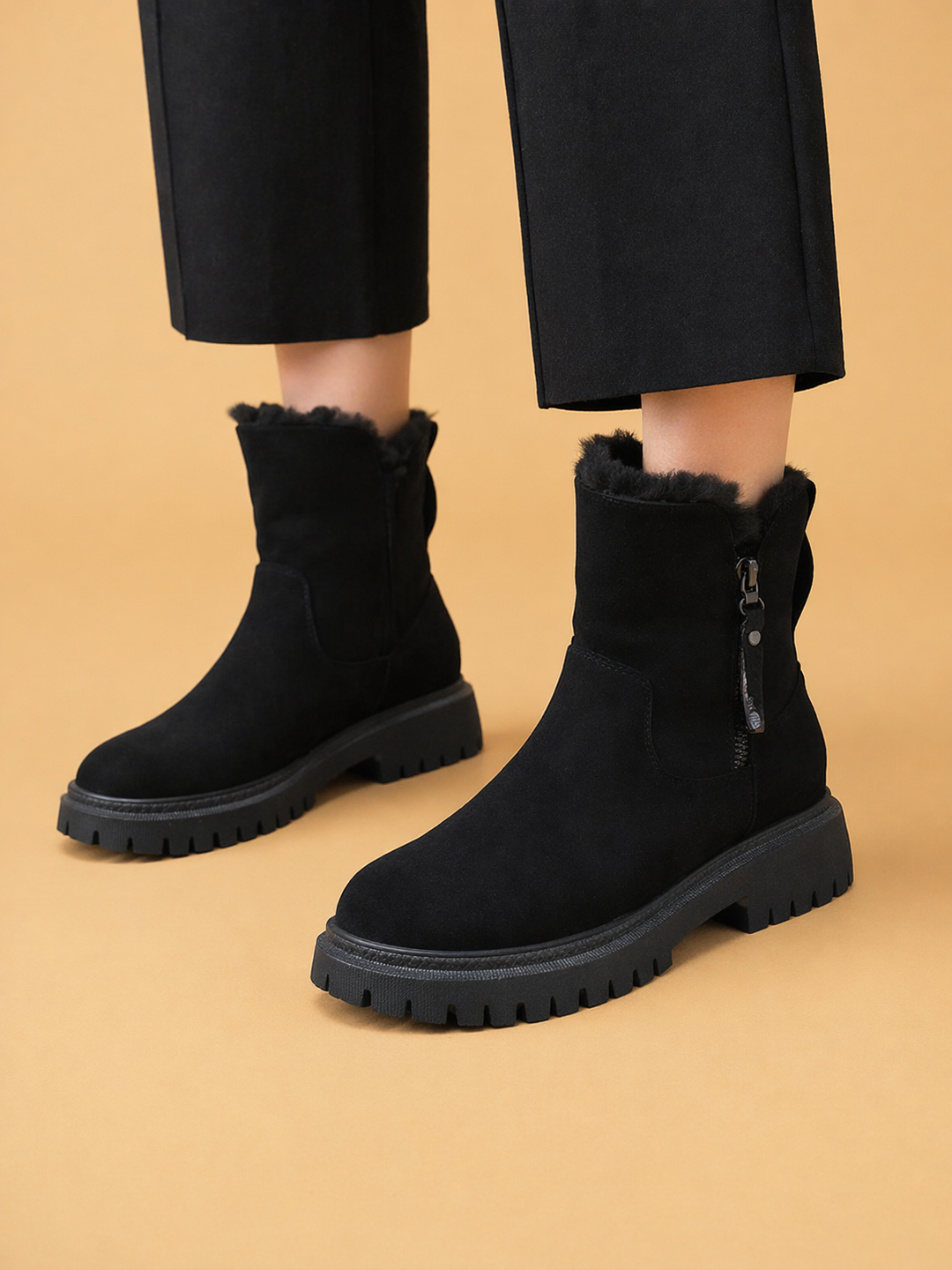 Bottes d'hiver en velours douillet pour femmes – élégantes et chaudes