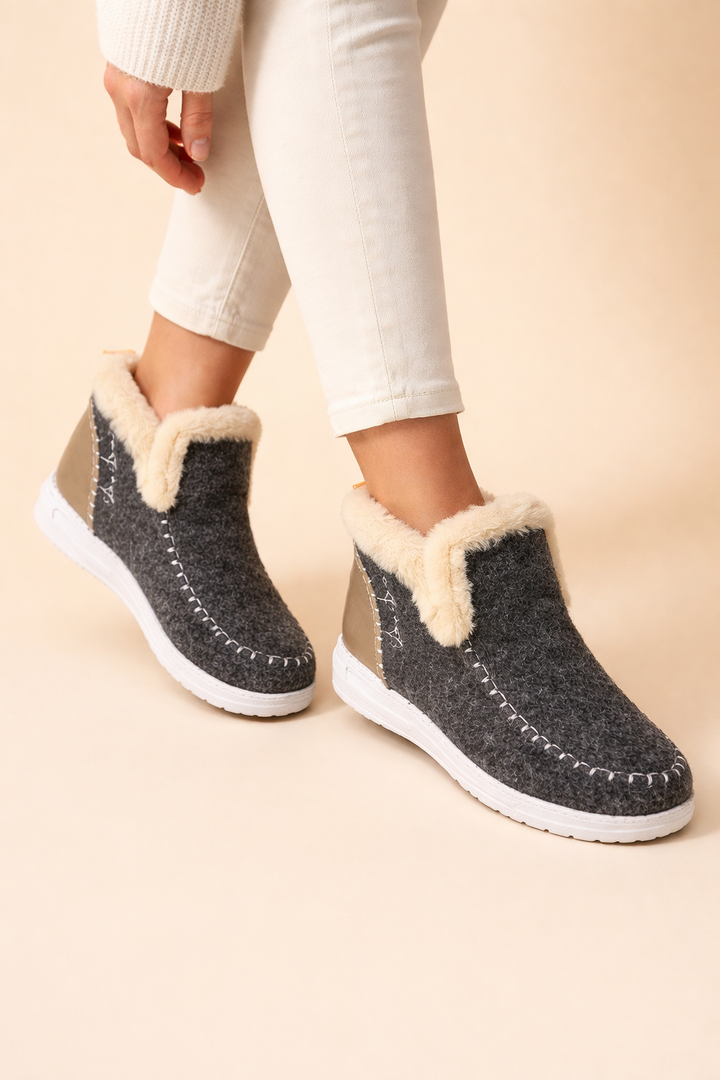 Bottines montantes doublées en fausse fourrure pour femmes – Confort douillet et élégant