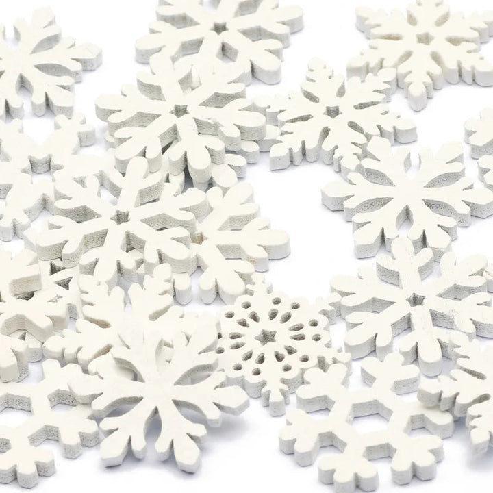 CraftyWinter | White Wooden Snowflake Ornaments for Christmas Tree 0