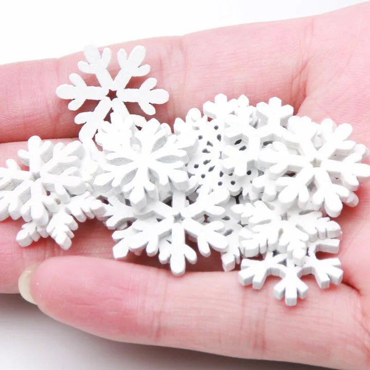 CraftyWinter | White Wooden Snowflake Ornaments for Christmas Tree 2