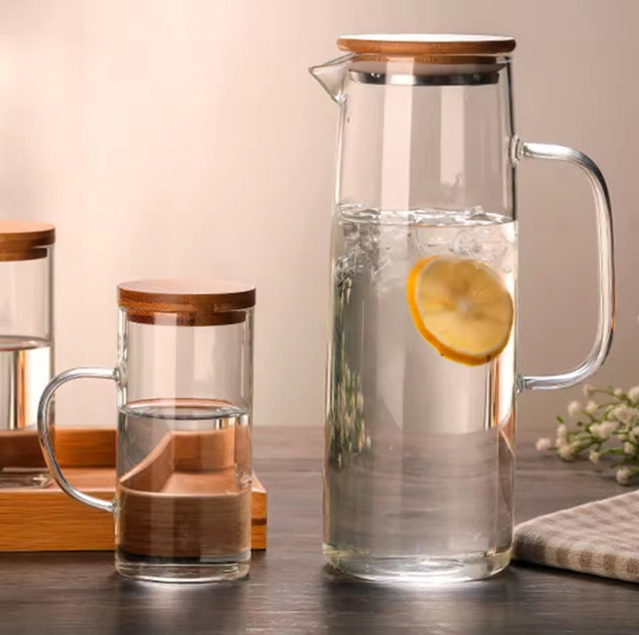 CrystalPure | Durable Heat-Resistant Glass Jug with Natural Bamboo Lid 1