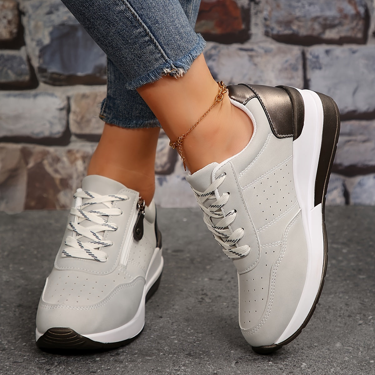 Cushioned Low-Top Sneakers for Women – Zipper Accent Design 6