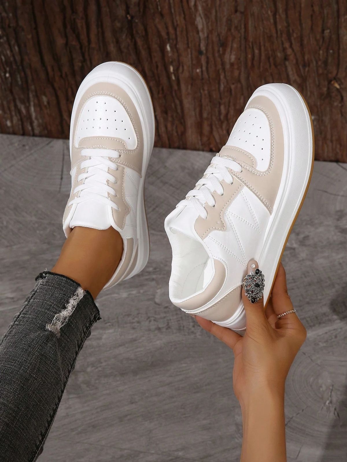 Cushioned White Sneakers for Women – Sporty & Comfortable Design 3