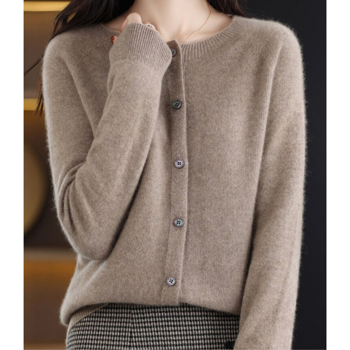 DANIELLE | Pure Merino Wool Women's O-Neck Cardigan 14